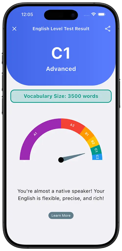 App screen: test result